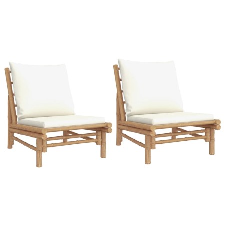 vidaXL Sedie da Giardino 2 pz con Cuscini Bianco Crema in Bambù