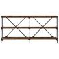 vidaXL Tavolo Consolle Rovere Fumo 160x30x75cm Legno Multistrato Ferro vidaXL Tavolo Consolle Rovere Fumo 160x30x75cm Legno Multistrato Ferro