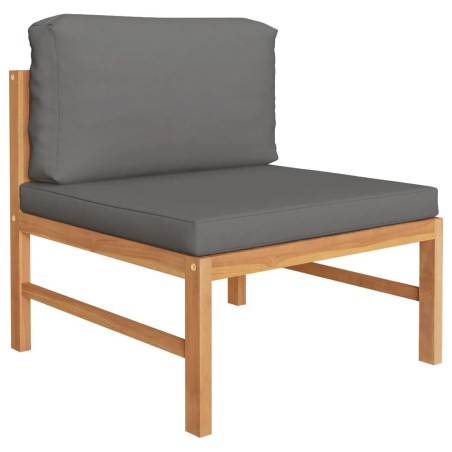 vidaXL Set Divani Giardino 3 pz Cuscini Grigio Scuro in Legno di Teak