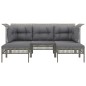vidaXL Set Divani da Giardino 5 pz con Cuscini in Polyrattan Grigio vidaXL Set Divani da Giardino 5 pz con Cuscini in Polyrattan Grigio