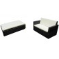 vidaXL Set Divani da Giardino 2 pz con Cuscini in Polyrattan Nero