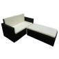 vidaXL Set Divani da Giardino 2 pz con Cuscini in Polyrattan Nero
