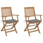 Sedie da Giardino Pieghevoli 2 pz con Cuscini Massello Acacia Sedie da Giardino Pieghevoli 2 pz con Cuscini Massello Acacia