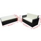 vidaXL Set Divani da Giardino 2 pz con Cuscini in Polyrattan Nero