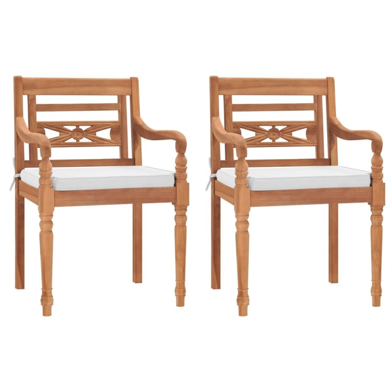 vidaXL Sedie Batavia 2 pz con Cuscini in Legno Massello di Teak vidaXL Sedie Batavia 2 pz con Cuscini in Legno Massello di Teak