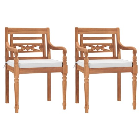 vidaXL Sedie Batavia 2 pz con Cuscini in Legno Massello di Teak