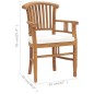 vidaXL Sedie da Giardino 2 pz con Cuscini Bianco Crema Legno di Teak vidaXL Sedie da Giardino 2 pz con Cuscini Bianco Crema Legno di Teak