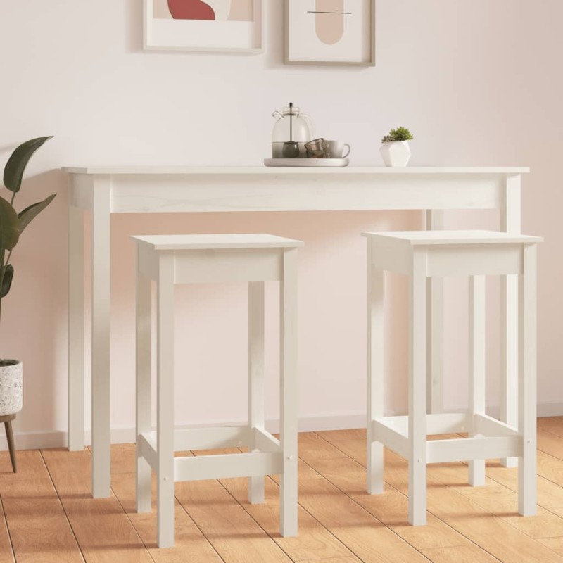 vidaXL Sgabelli da Bar 2 pz Bianchi 40x40x78 cm Legno Massello di Pino vidaXL Sgabelli da Bar 2 pz Bianchi 40x40x78 cm Legno Massello di Pino