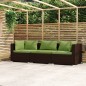 vidaXL Divano a 3 Posti con Cuscini in Polyrattan Marrone vidaXL Divano a 3 Posti con Cuscini in Polyrattan Marrone