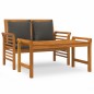 vidaXL Set Divani Giardino 2pz con Cuscini Grigio Scuro Legno Massello