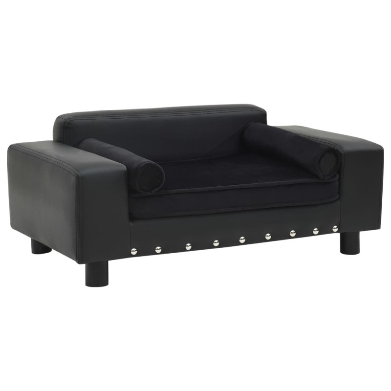 vidaXL Divano per Cani Nero 81x43x31 cm in Peluche e Similpelle vidaXL Divano per Cani Nero 81x43x31 cm in Peluche e Similpelle