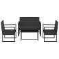 vidaXL Set Divani da Giardino 4 pz con Cuscini Nero in Polyrattan vidaXL Set Divani da Giardino 4 pz con Cuscini Nero in Polyrattan