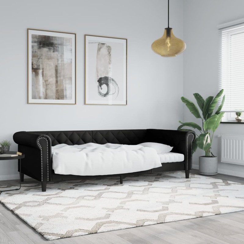 vidaXL Letto da Giorno Nero 90x200 cm in Similpelle vidaXL Letto da Giorno Nero 90x200 cm in Similpelle