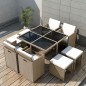 vidaXL Set da Pranzo da Giardino 9 pz con Cuscini in Polyrattan Beige vidaXL Set da Pranzo da Giardino 9 pz con Cuscini in Polyrattan Beige