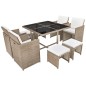 vidaXL Set da Pranzo da Giardino 9 pz con Cuscini in Polyrattan Beige vidaXL Set da Pranzo da Giardino 9 pz con Cuscini in Polyrattan Beige