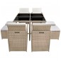 vidaXL Set da Pranzo da Giardino 9 pz con Cuscini in Polyrattan Beige vidaXL Set da Pranzo da Giardino 9 pz con Cuscini in Polyrattan Beige