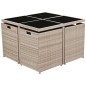 vidaXL Set da Pranzo da Giardino 9 pz con Cuscini in Polyrattan Beige vidaXL Set da Pranzo da Giardino 9 pz con Cuscini in Polyrattan Beige