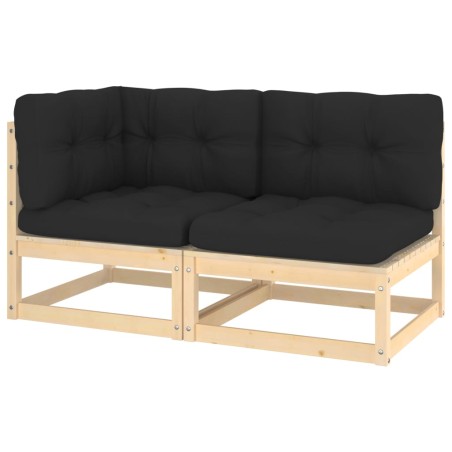 vidaXL Set Divani da Giardino 2 pz con Cuscini Legno Massello Pino