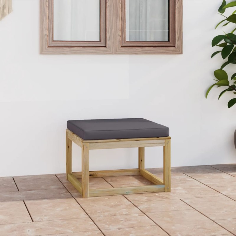 Sgabello da Giardino con Cuscino Legno Pino Impregnato Verde Sgabello da Giardino con Cuscino Legno Pino Impregnato Verde
