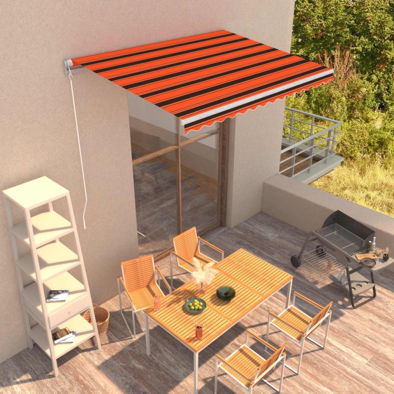 Tenda da Sole Retrattile Manuale 350x250 cm Arancione e Marrone Tenda da Sole Retrattile Manuale 350x250 cm Arancione e Marrone