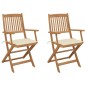 vidaXL Sedie da Giardino Pieghevoli 2 pz con Cuscini Massello Acacia vidaXL Sedie da Giardino Pieghevoli 2 pz con Cuscini Massello Acacia
