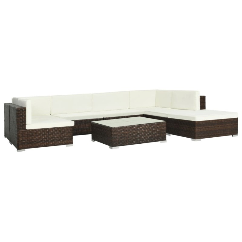vidaXL Set Divani da Giardino 8 pz con Cuscini in Polyrattan Marrone vidaXL Set Divani da Giardino 8 pz con Cuscini in Polyrattan Marrone