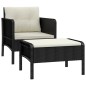 vidaXL Set da Giardino 2 pz con Cuscini Nero in Polyrattan