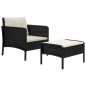 vidaXL Set da Giardino 2 pz con Cuscini Nero in Polyrattan