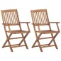 Sedie da Giardino Pieghevoli 2 pz con Cuscini Massello Acacia Sedie da Giardino Pieghevoli 2 pz con Cuscini Massello Acacia