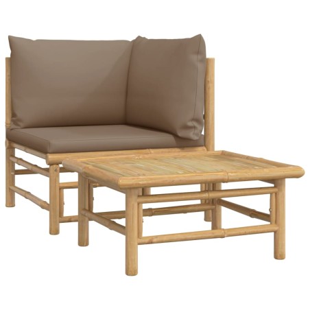 vidaXL Set Salotto da Giardino 2pz con Cuscini Tortora Bambù