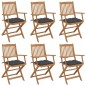 Sedie da Giardino Pieghevoli 6 pz con Cuscini Massello Acacia Sedie da Giardino Pieghevoli 6 pz con Cuscini Massello Acacia