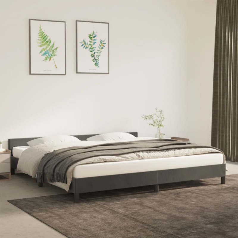 vidaXL Giroletto con Testiera Grigio Scuro 200x200 cm in Velluto vidaXL Giroletto con Testiera Grigio Scuro 200x200 cm in Velluto
