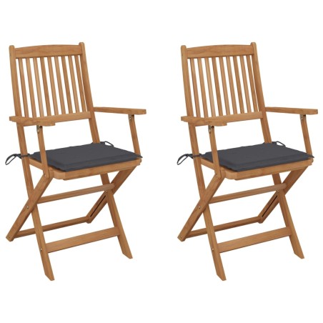 vidaXL Sedie da Giardino Pieghevoli 2 pz con Cuscini Massello Acacia