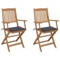 vidaXL Sedie da Giardino Pieghevoli 2 pz con Cuscini Massello Acacia