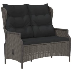 vidaXL Panca da Giardino a 2 Posti con Cuscini in Polyrattan Nero