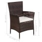 vidaXL Set da Bistro 3 pz in Polyrattan Marrone vidaXL Set da Bistro 3 pz in Polyrattan Marrone