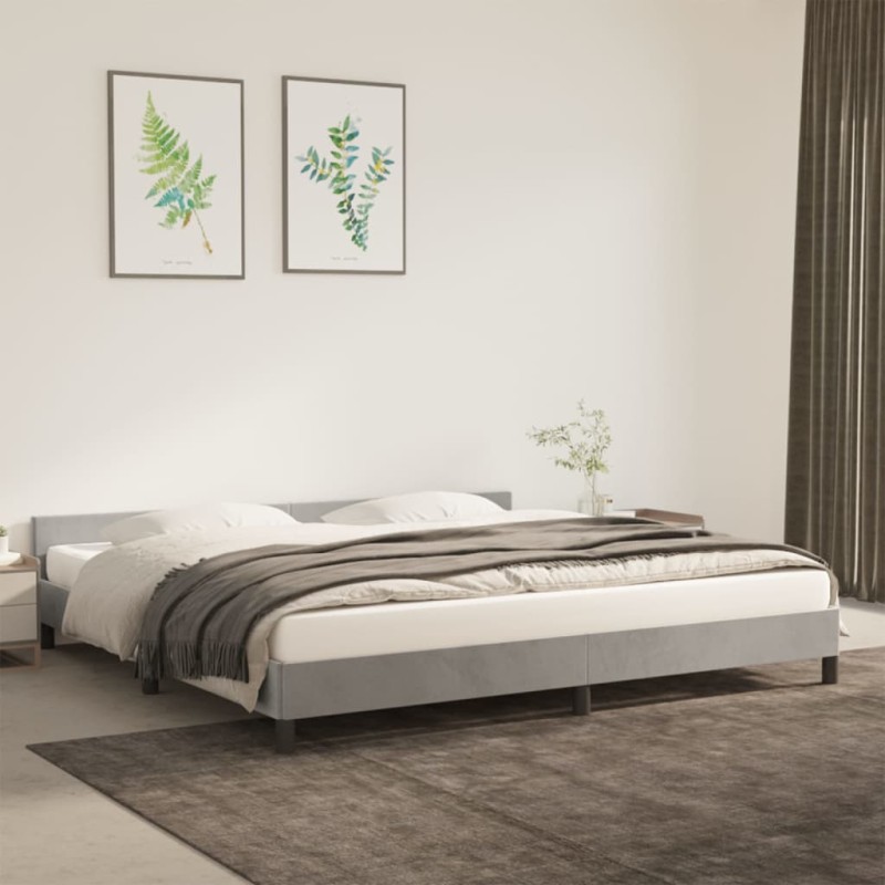 vidaXL Giroletto con Testiera Grigio Chiaro 200x200 cm in Velluto vidaXL Giroletto con Testiera Grigio Chiaro 200x200 cm in Velluto