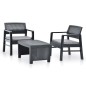 vidaXL Set Salotto da Giardino 3 pz in Plastica Antracite vidaXL Set Salotto da Giardino 3 pz in Plastica Antracite