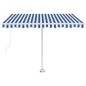 Tenda da Sole Retrattile Manuale 350x250 cm Blu e Bianca Tenda da Sole Retrattile Manuale 350x250 cm Blu e Bianca