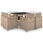 vidaXL Set da Pranzo da Giardino 9 pz con Cuscini in Polyrattan Beige vidaXL Set da Pranzo da Giardino 9 pz con Cuscini in Polyrattan Beige