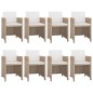 vidaXL Set da Pranzo da Giardino 9 pz con Cuscini in Polyrattan Beige vidaXL Set da Pranzo da Giardino 9 pz con Cuscini in Polyrattan Beige