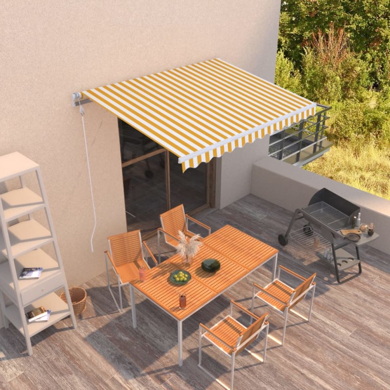 Tenda da Sole Retrattile Manuale 350x250 cm Gialla e Bianca Tenda da Sole Retrattile Manuale 350x250 cm Gialla e Bianca