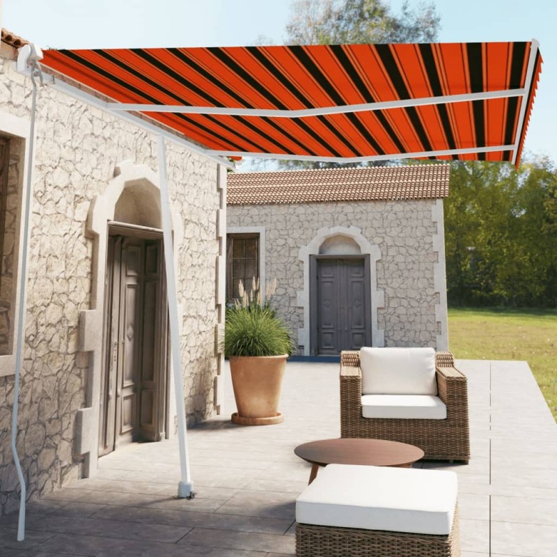 Tenda da Sole Retrattile Manuale 350x250 cm Arancione e Marrone Tenda da Sole Retrattile Manuale 350x250 cm Arancione e Marrone