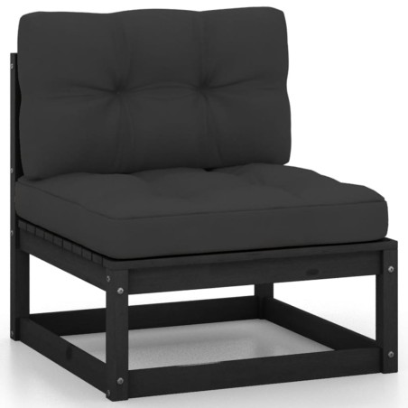vidaXL Set Divani da Giardino 2 pz con Cuscini Massello di Pino Nero