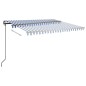 Tenda da Sole Retrattile Automatica con Pali 4,5x3 m Blu Bianca