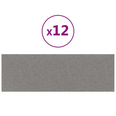 vidaXL Pannelli Murali 12 pz Grigio Chiaro 90x30 cm Tessuto 3,24 m²