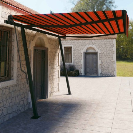 Tenda da Sole Retrattile Automatica Pali 4,5x3m Arancio Marrone