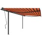 Tenda da Sole Retrattile Automatica Pali 4,5x3m Arancio Marrone Tenda da Sole Retrattile Automatica Pali 4,5x3m Arancio Marrone