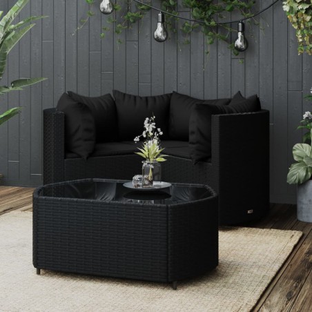 vidaXL Set Divani da Giardino 4 pz con Cuscini Nero in Polyrattan