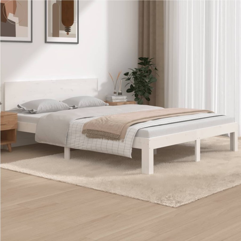vidaXL Giroletto Bianco 140x190 cm in Legno Massello di Pino vidaXL Giroletto Bianco 140x190 cm in Legno Massello di Pino